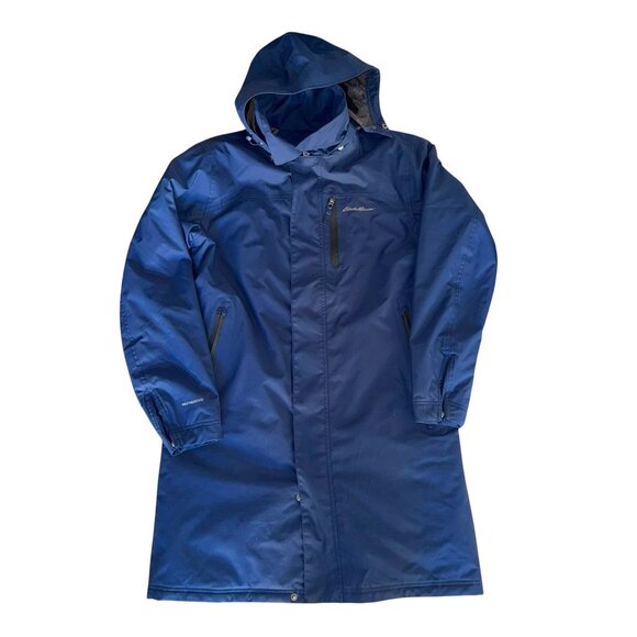 Eddie Bauer Men’s Mainstay insulated waterproof Navy trench coat, size Medium - Picture 1 of 7